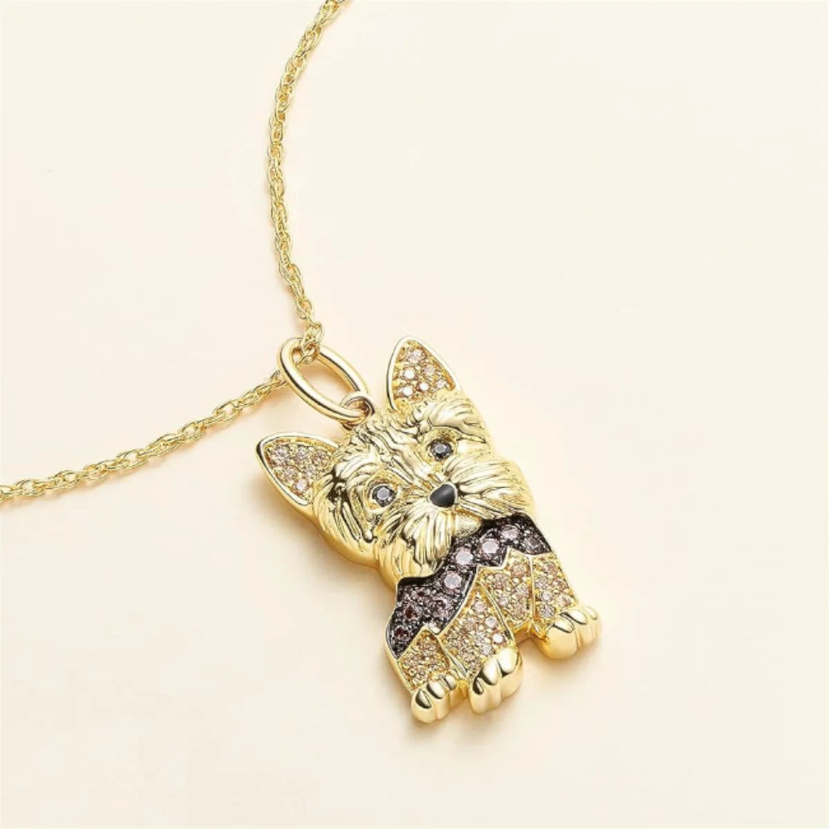 Exquisite Cute Yorkshire Pendant Necklace for Women Elegant Pet Puppy Jewelry Animal Accessories Dog Lovers Memorial Birth Gifts