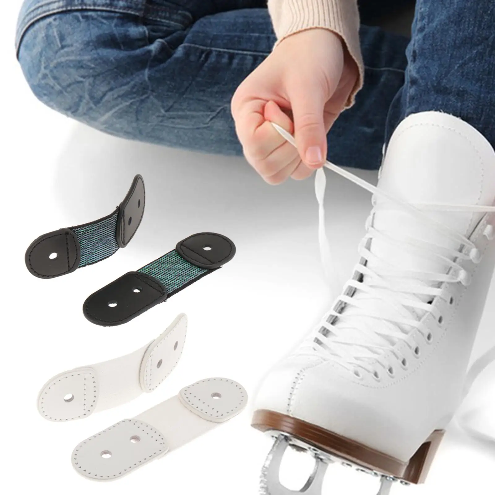 2x Ice Skating Lace Straps Portable Belts Fixed Plate Elastic Bands Skating Boots Laces Protection for Winter Sports Enthusiasts