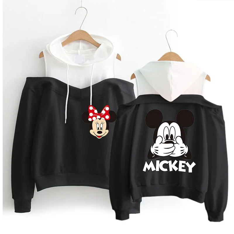 90s Cat Hoodies Minnie Disney Hoodie Off Shoulder Mickey Mouse Women Sweatshirt Kids Boys Girls Harajuku Streetwear Clothes