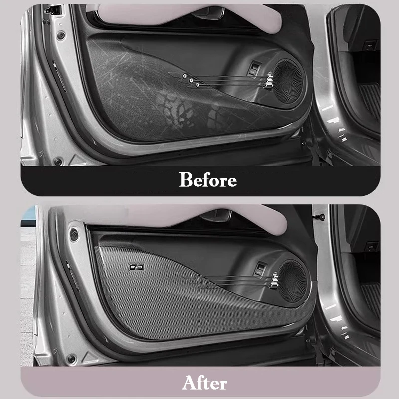 For BYD Yuan Plus Atto 3 Car Door Anti Kick Cover ABS Carbon Fiber Pattern Door Panel Protection Frame Interior Accessories