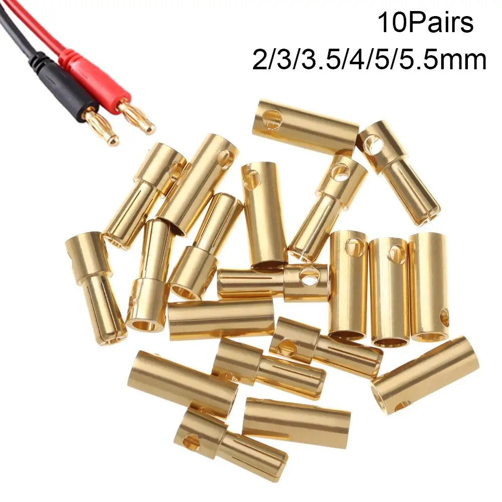 10Pairs For Model Airplane Voice Box Trumpet RC Battery Connector Bullet Banana Plug Male Female Plugs Accessories