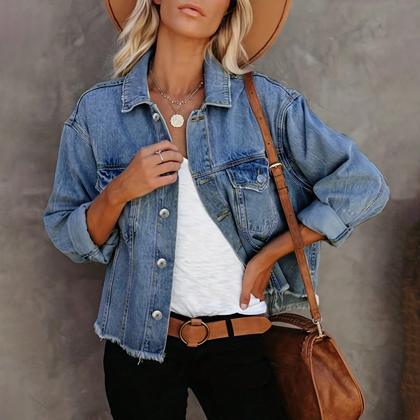 Basic Lapel Button Casual Jean Jackets Outerwear Vintage Casual Short Jean Jacket Long Sleeve Winter Streetwear Jackets 2025