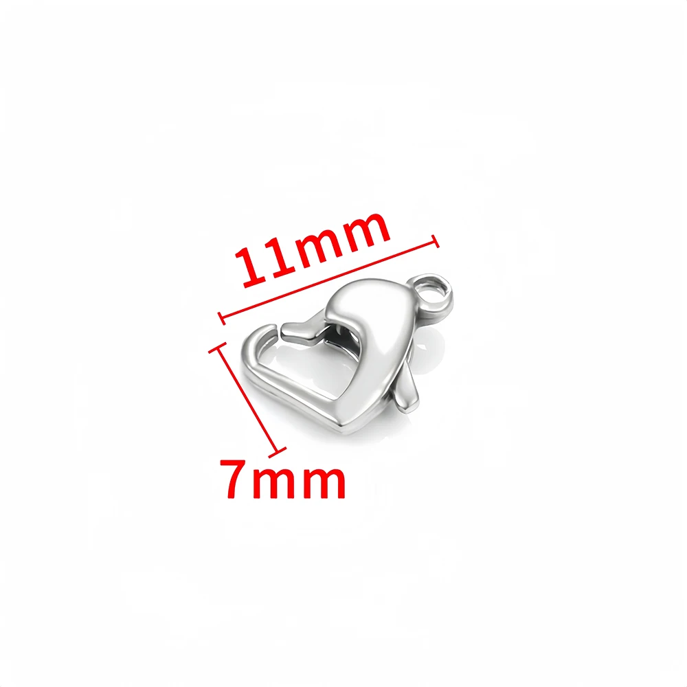Edelstahl-Hummerklammern, Hakenverbinder in Herzform für DIY-Schmuck, Halsketten, Armbänder, Zubehör und Accessoires – Detail 9