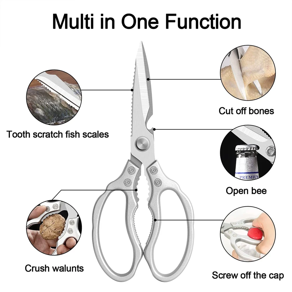 Kitchen Scissors Multi-Purpose Food Scissors Stainless Steal Sharp Multi Function Tool For Meat Chicken Fish Vegetable Barbecue