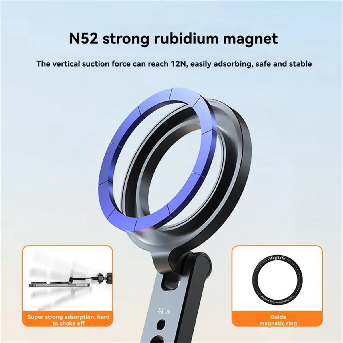 & AT27  Travel Magnetic Phone Mount - Foldable Mg-23 with Cold Shoe & Tripod Hole for on-the-Go Vloggers Pocket Tripods
