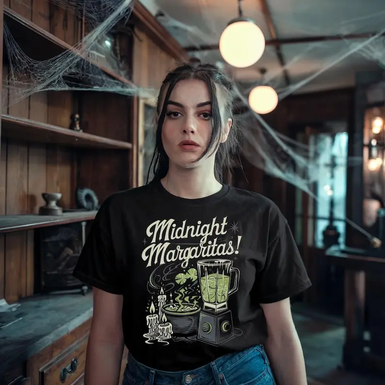 Midnight Margaritas - Practical Magic Inspired Halloween Autumn Unisex Tee - Witch Gift Witchy Gifts Goth Gothic Horror Fan