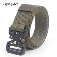 3.8cm Nylon Military Tactical Men Belts Webbing Canvas Outdoor Web Cobra Special Forces Belt Metal Buckle Training Sport Belts