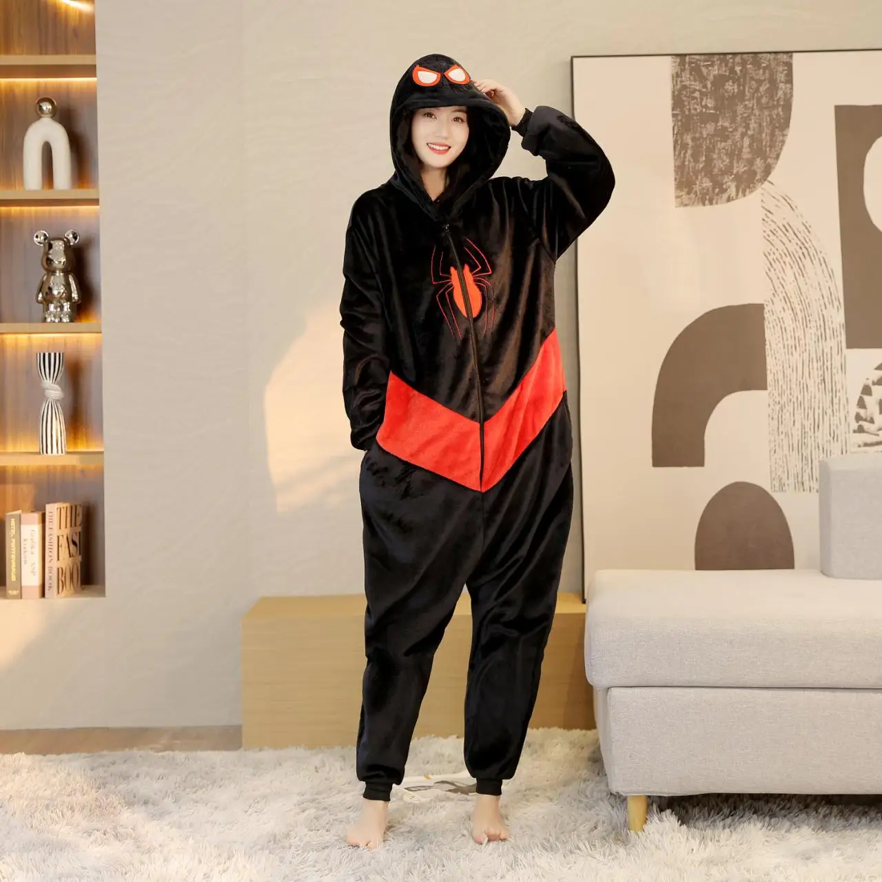 

Halloween Red Spider Cosplay Onesie Pajama Sets Carnival Stage Performance Costumes Christmas Women One-Piece Kigurumi