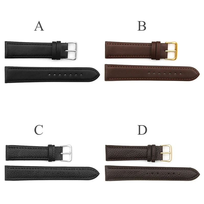 Leather Watchband 12mm 14mm 16mm 18mm 19mm 20mm 22mm 24mm 25mm With Silver Buckle Business Casual Watch Strap Accessories