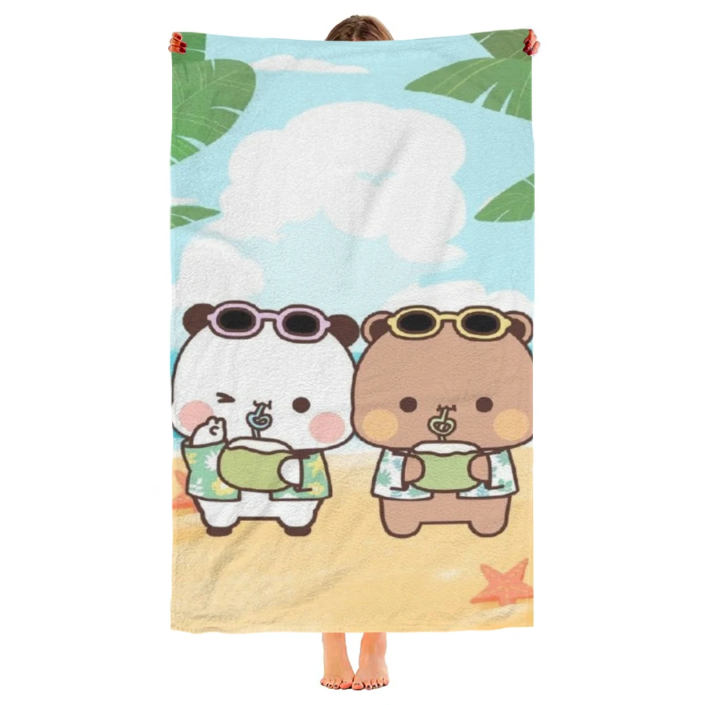 Quick Drying Beach Towels Panda Bear Hug Bubu Dudu Oversized 30x60inch Printing Towel Super Absorbent Pool Towel Blanket