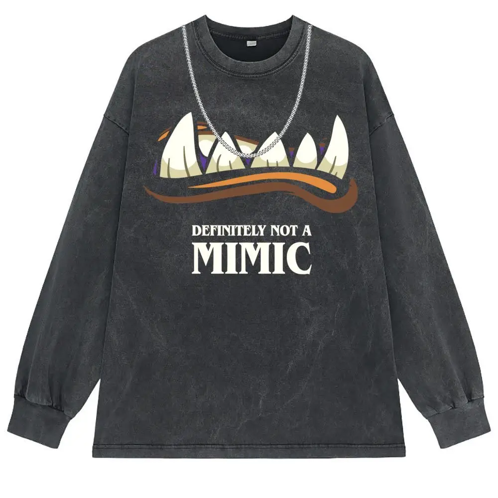 DEFINITELY NOT A MIIMIC T Shirt New Long Sleeve Oversized Tshirt Washed 3d Style Sportswears For Men Thanksgiving Day