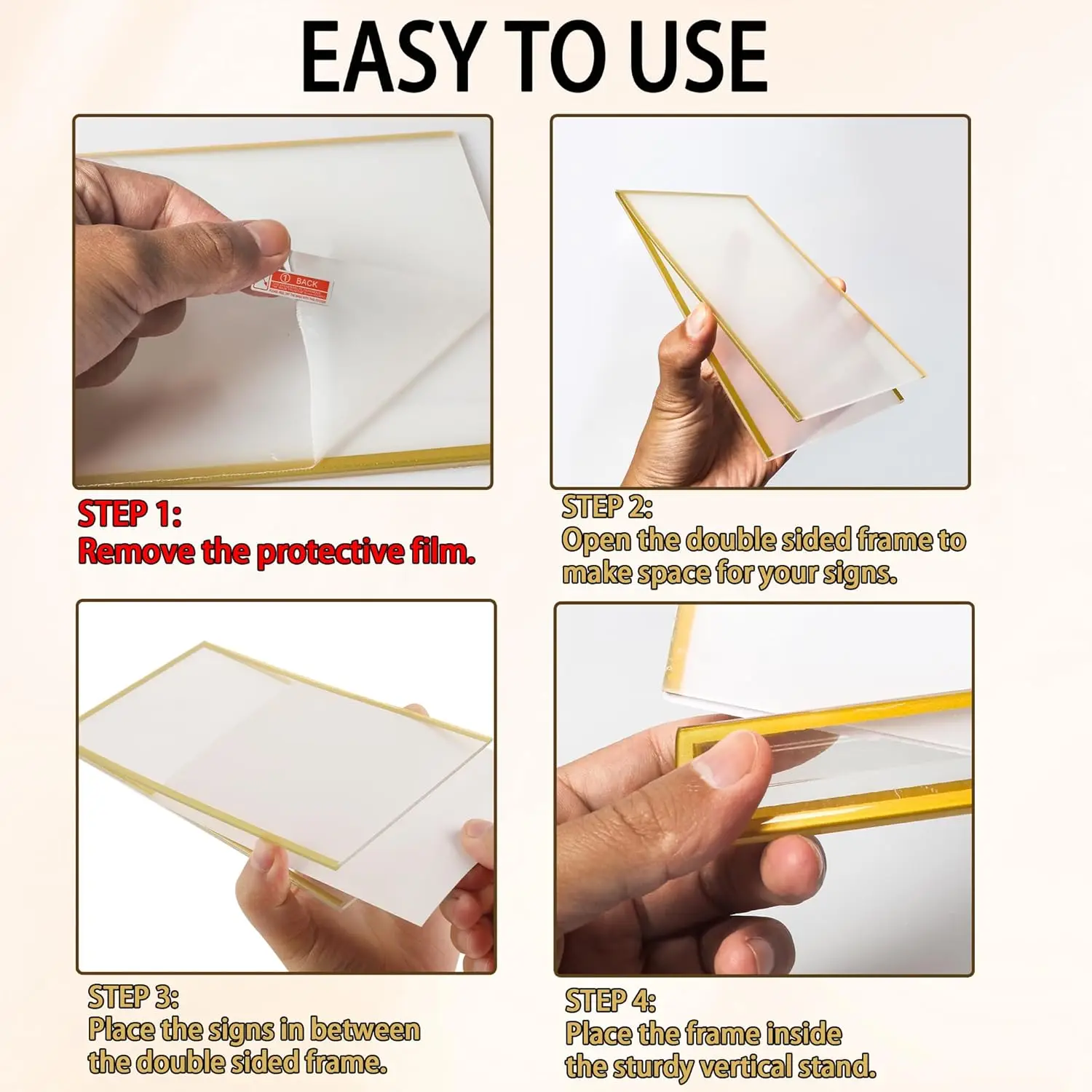 4x6inch Acrylic Sign Holder With 3mm Gold Border Vertical Stand For Wedding Picture Frame Table Menu Stand Photo Art Display - view 3