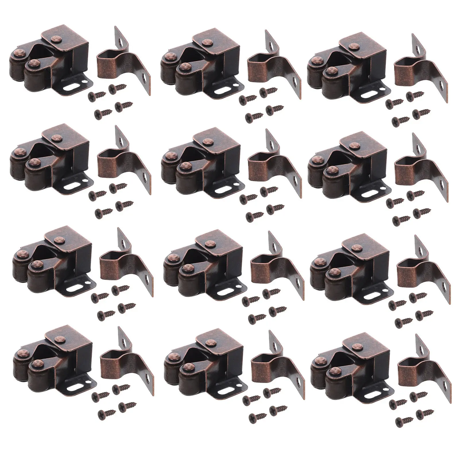 12Sets Spring Loaded Door Catch For For Home Family Cabinet Latch Double Roller Quiet Closure Dresser Cupboard