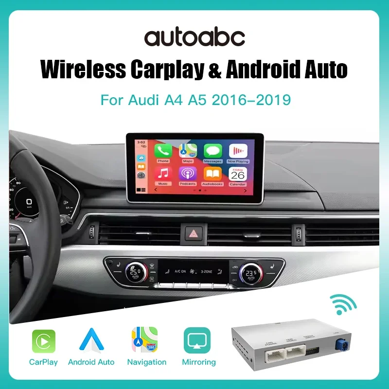 AUTOABC New Wireless CarPlay for Audi A4 B9 A5 2016-2018  Android Auto Mirror Link AirPlay Reverse Camera Multimedia Accessories