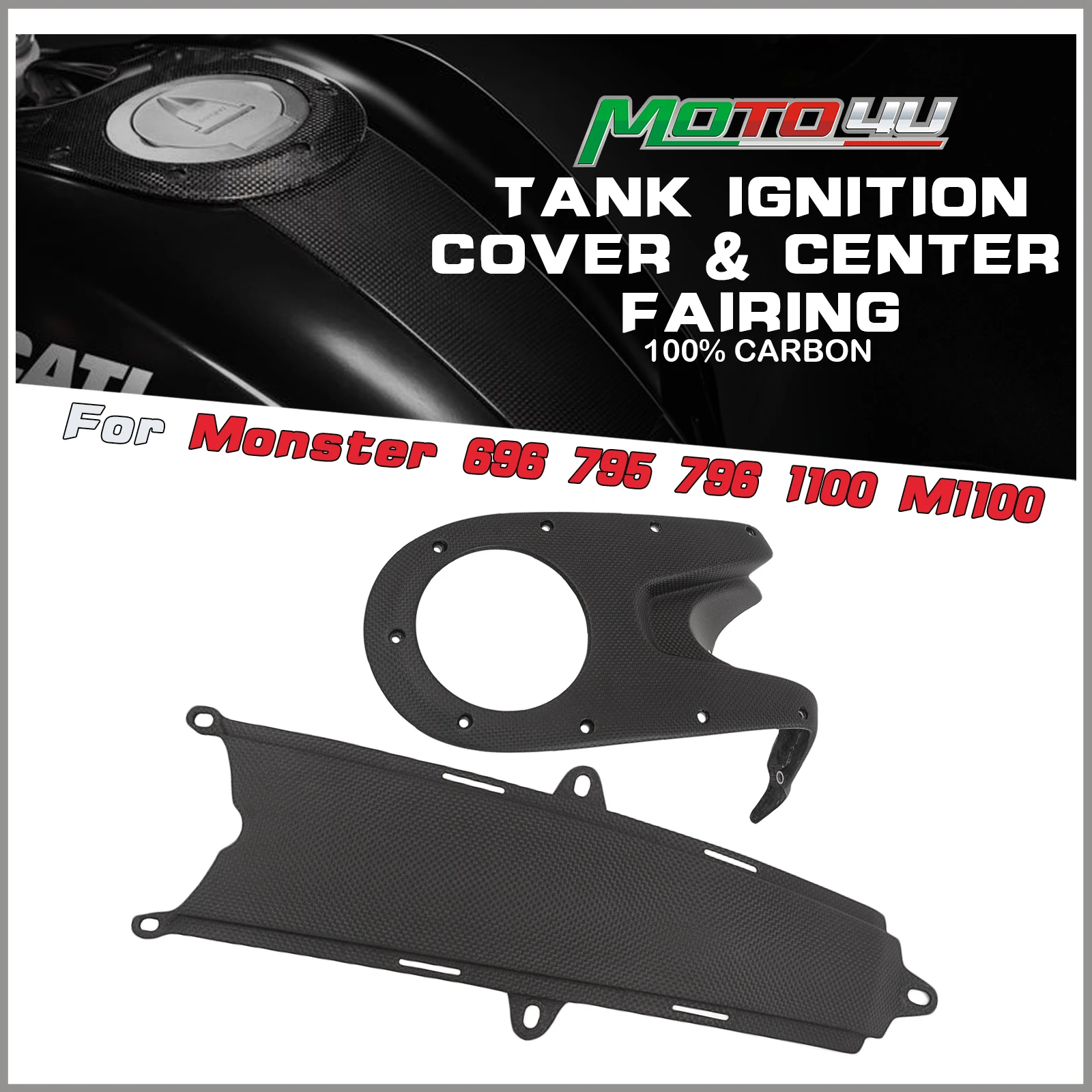 

For Ducati Monster 696 795 796 1100 M1100 100% Matte Carbon Fiber Tank Ignition Cover & Center Fairing Motorcycle Refitting