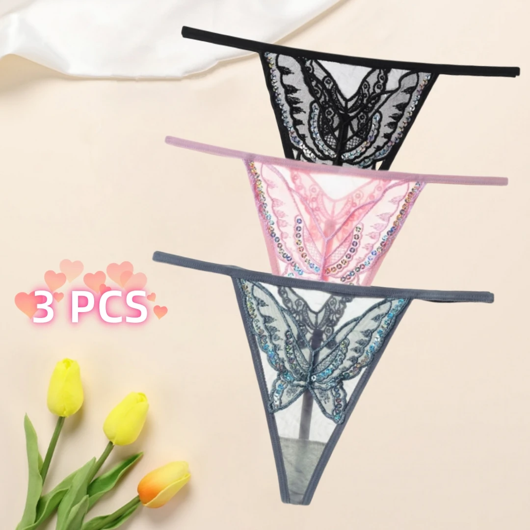 

3 PCS Thong Quick-drying Non-marking High Stretch T Panties Women Comfortable Multi-color Summer Women's Sports