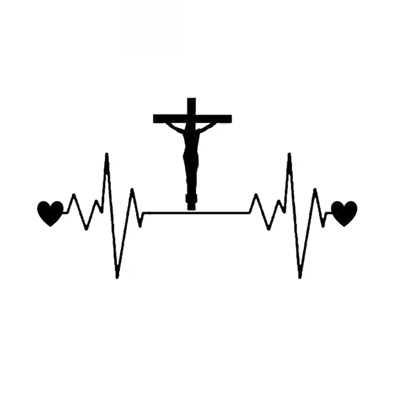 زينة نافذة السيارة مقاومة للماء من Jesus Cross Heartbeat ، ملصق أزياء Lifeline ، شارة خدش ، تصميم جديد ، 20 +