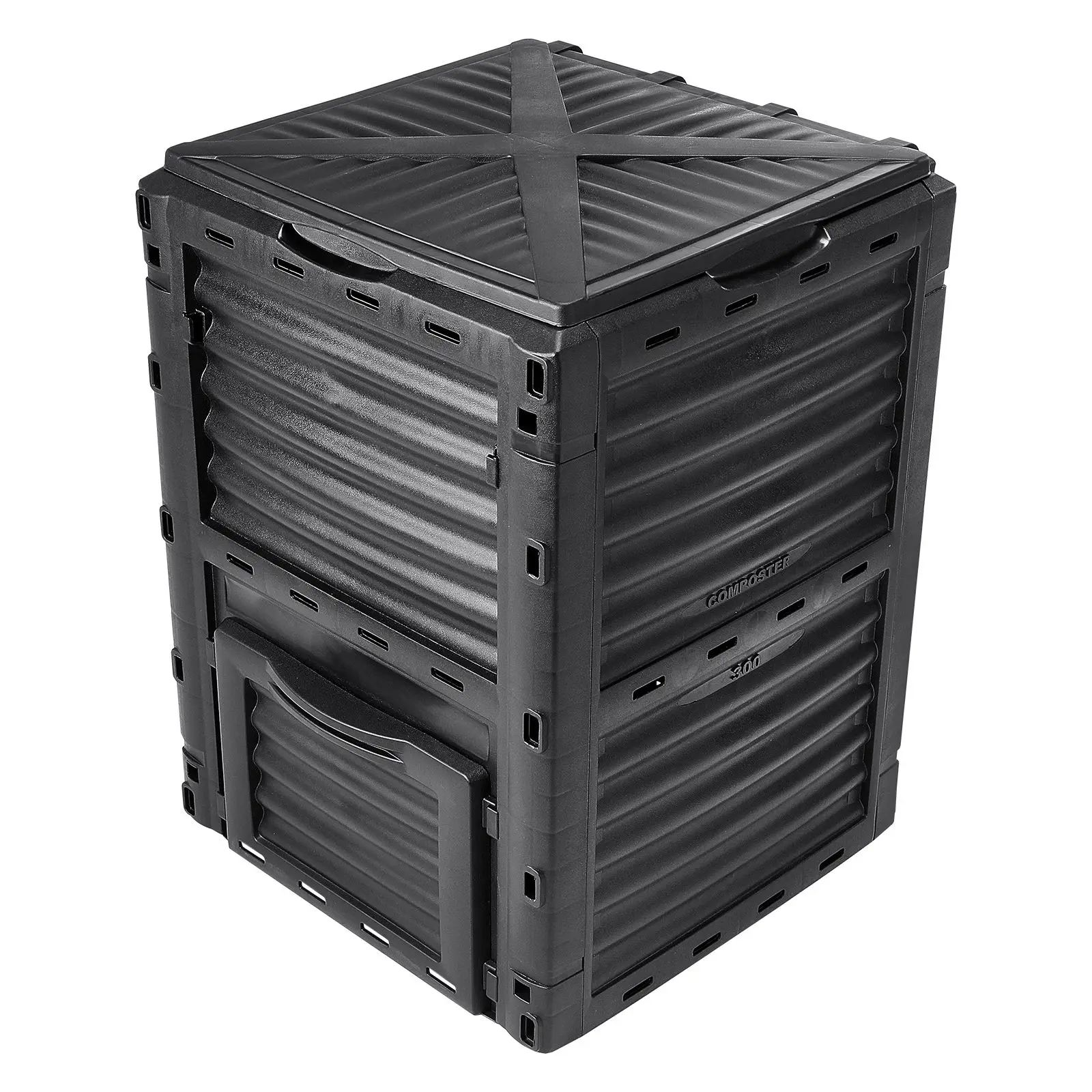 Garden Compost Bin 80 Gal, BPA Free Composter, Large Capacity Outdoor Composting Bin with Top Lid and Bottom Door, Easy Assembling, Lightweight, Fast Creation of Fertile Soil
