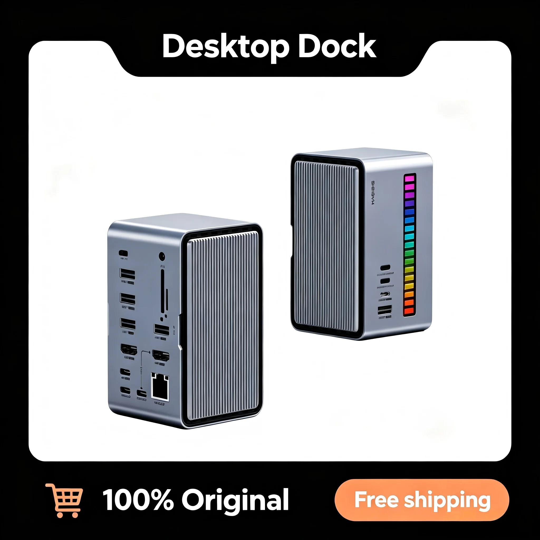 Hagibis USB C Docking Station with Dual HDMI-compatible M.2 SSD Enclosure Ethernet 100W PD USB Hub SD/TF for Laptop Macbook Pro