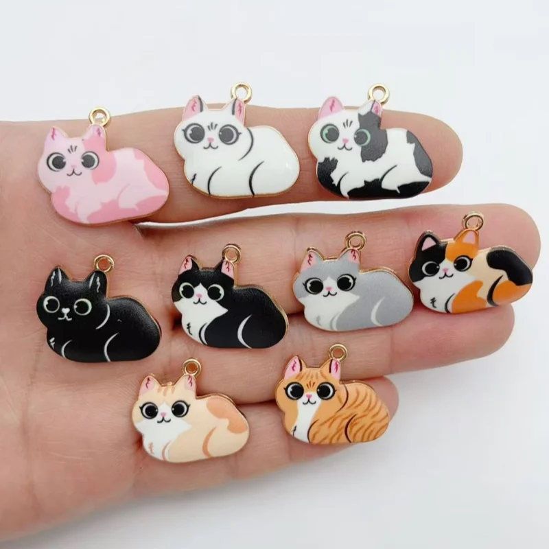 10 Stück Niedliche Tiermotiv-Katzen-Anhänger aus Legierung für DIY-Accessoires, Ohrringe, Armbänder, Anhänger, Handyhüllen im Großhandel