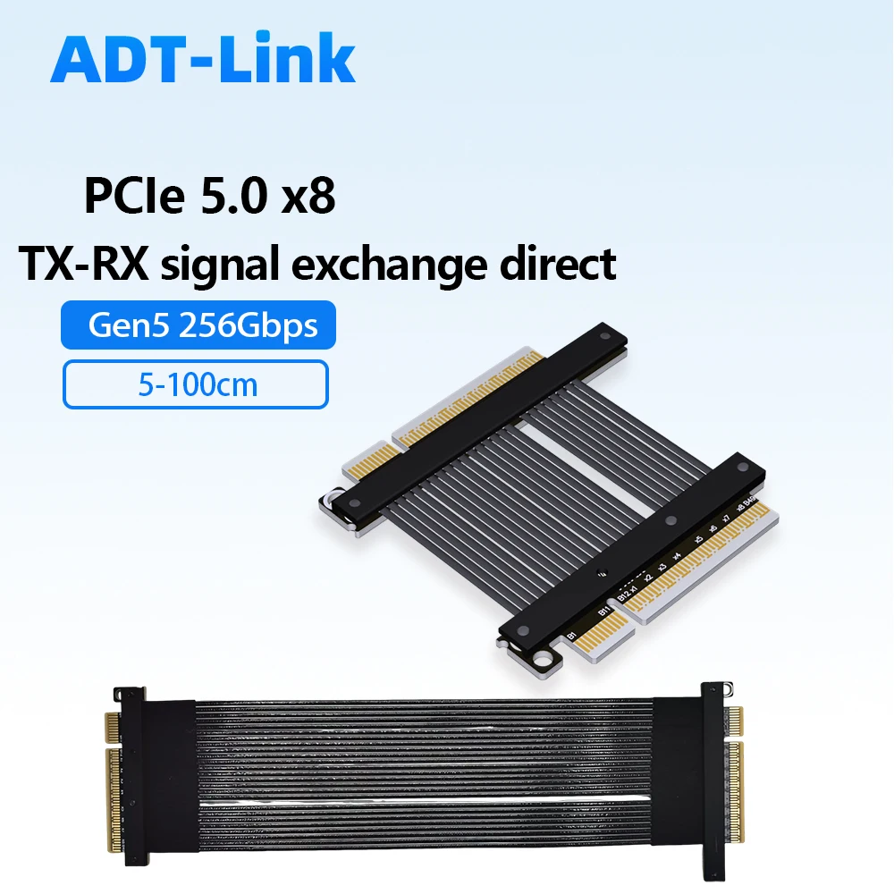 

PCIE 5.0 X8 to X8 5.0 Extension Cable Male to Male Riser PCIe 8x to 8x GEN5 TX RX Signal Switching Cable K88VS K88NS PCI Express