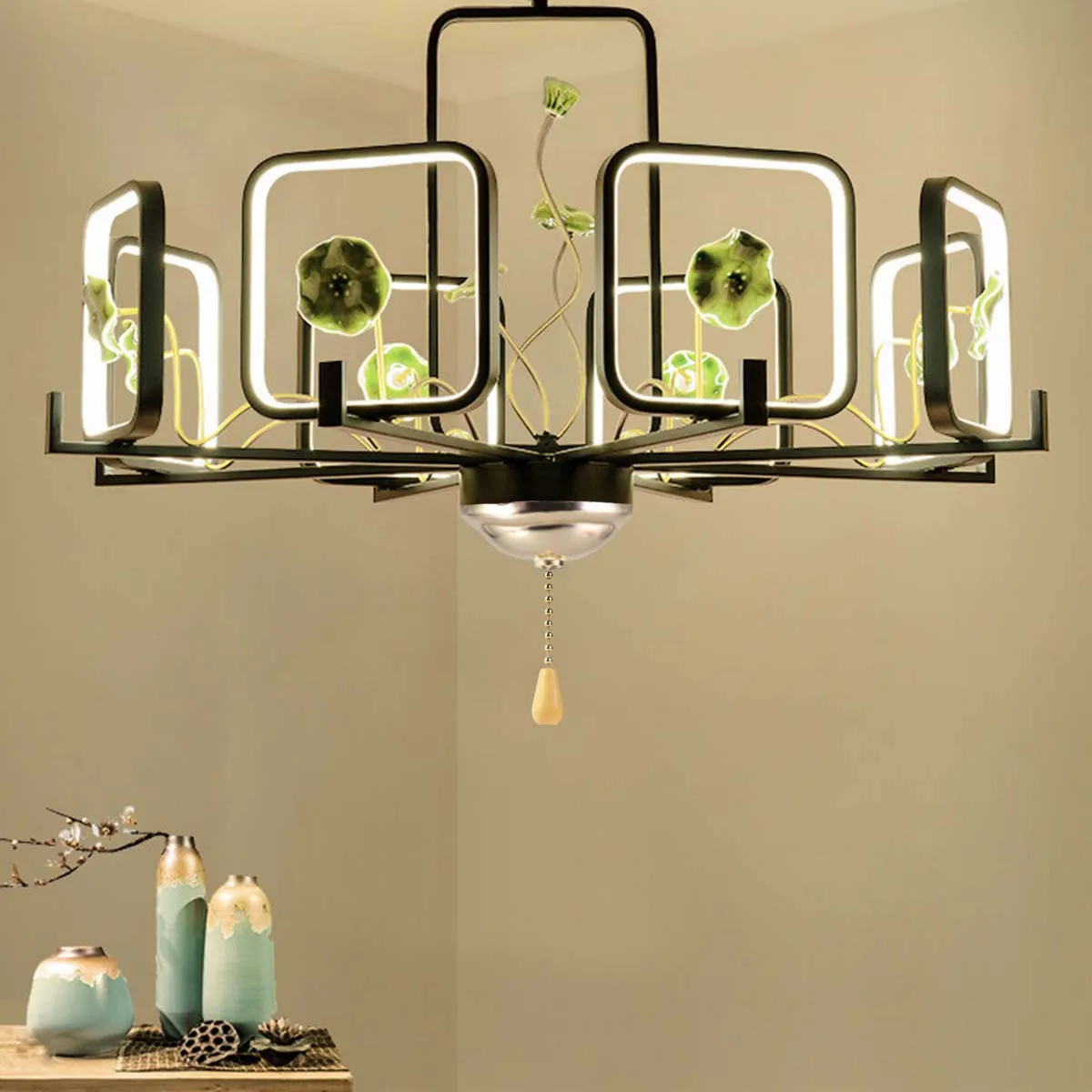 

Ceiling Fan Pull Chain Set Vintage Wood Copper Style Iron Material Durable Light Rope Replacement Lamp Pulls Indoor