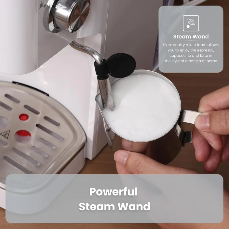 

(UUX) Machine 20 Bar High Pressure,Compact Espresso Milk Frother Steam Wand,Cappuccino,Latte Maker with Adjustable UQ