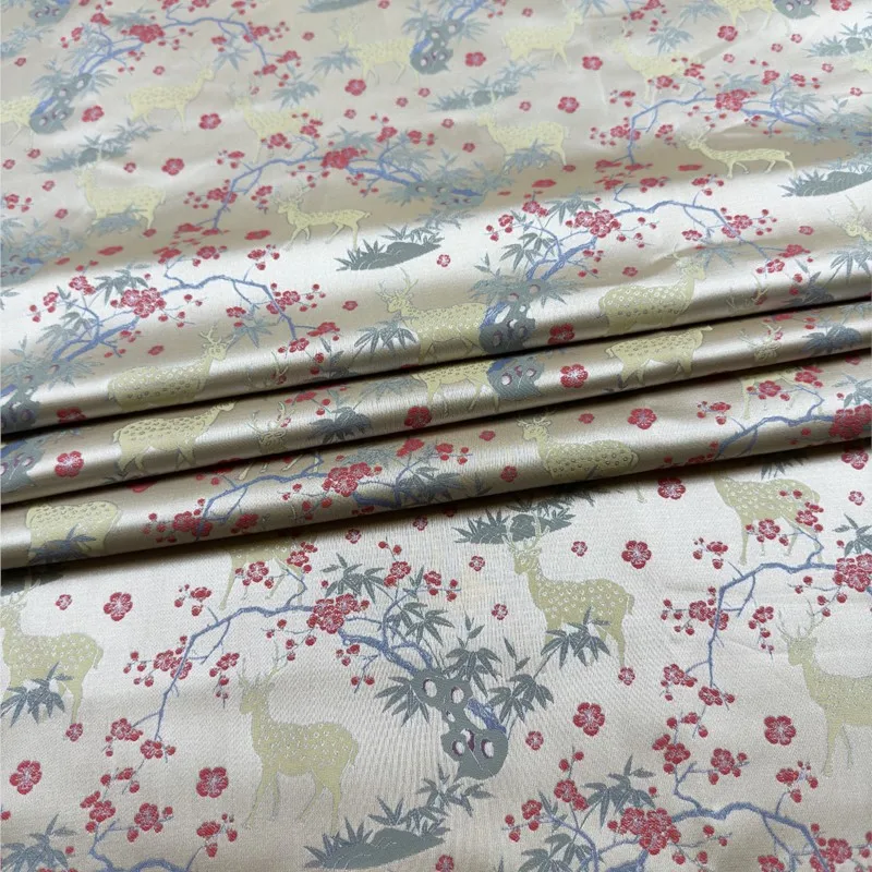 

Plum blossom new Chinese-style jacquard face skirt fabric cheongsam imitation brocade Hanfu satin clothing