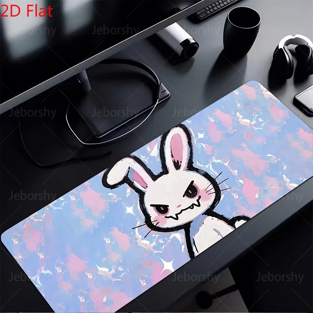 Cute Angry Bunny Desk Mat Large Extended Gaming Mouse Pad