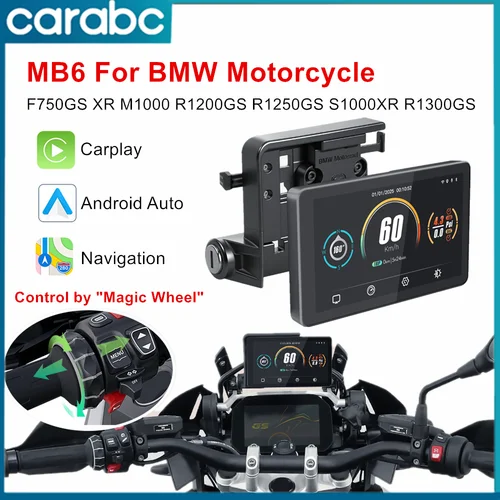 Imagen 1 del producto CARABC 6 ""motocicleta navegación GPS inalámbrico Carplay Android Auto para BMW F750GS XR M1000 R1200GS R1250GS R1300GS S1000XR