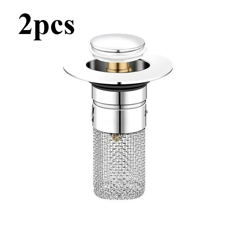 2-Pack Stainless Steel Pop-Up Sink Drain Strainer – Removable Basket! Clog-Preventing Hair Catcher for Bathtub/Shower/Sink image 6