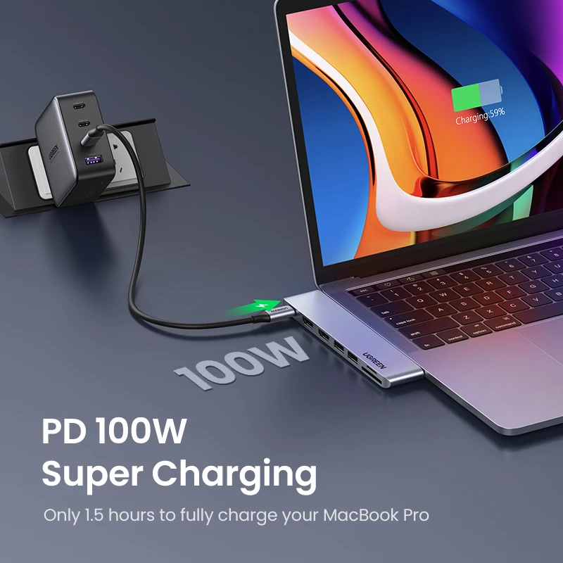 UGREEN Hub USB C Cho MacBook Pro Air USB Loại C HDMI HUB Cho MacBook Pro Air Adapter Thunderbolt 3 dock USB C 3.1 HUB USB