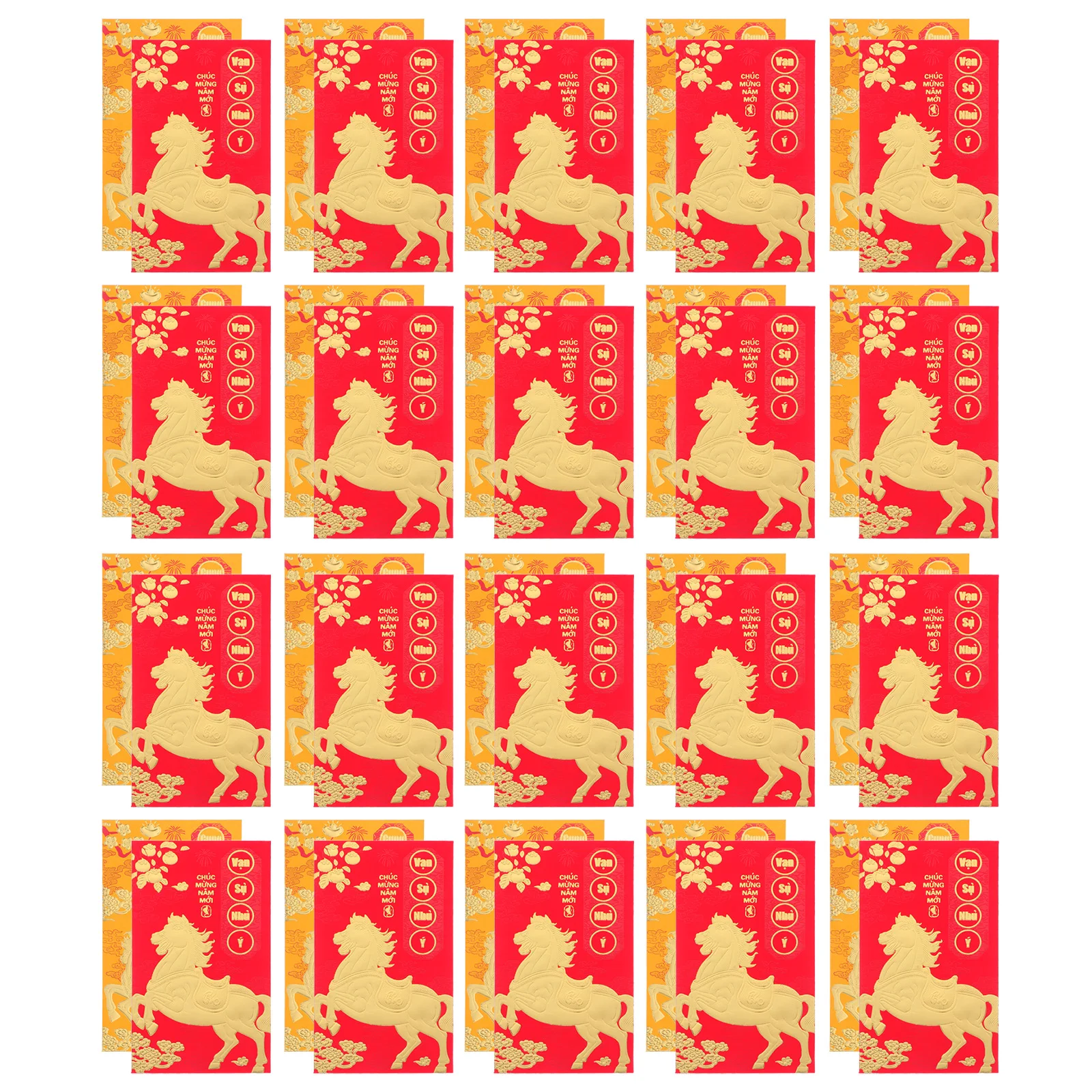 48pcs New Year Li Shi Feng: 2026 Horse Zodiac Red Envelopes Vietnamese Lunar Spring Festival Lucky Money Pockets Chinese Hong