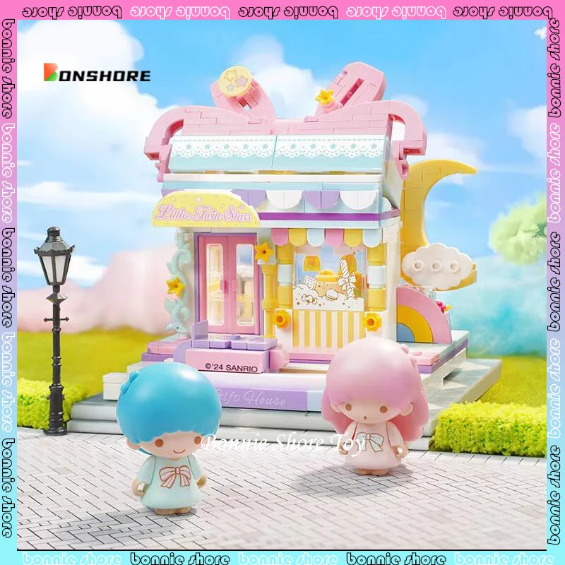 

Keeppley Sanrio Street View Series Сборка аниме игрушки милые маленькие звезды-близнецы Pochacco Hello Kitty Melody подарок на день рождения для девочки