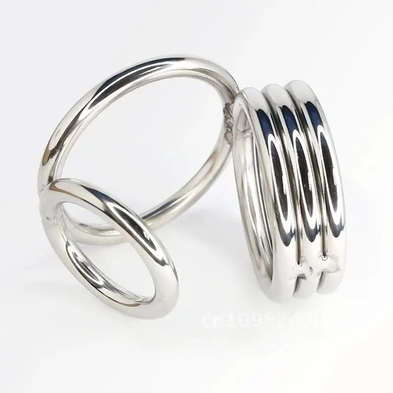 Anillo abierto para pene de 3 niveles y ensanchador de bolas, colgante de escroto de acero inoxidable para hombres, pene sexual, juguetes para testículos CBT, bloqueo