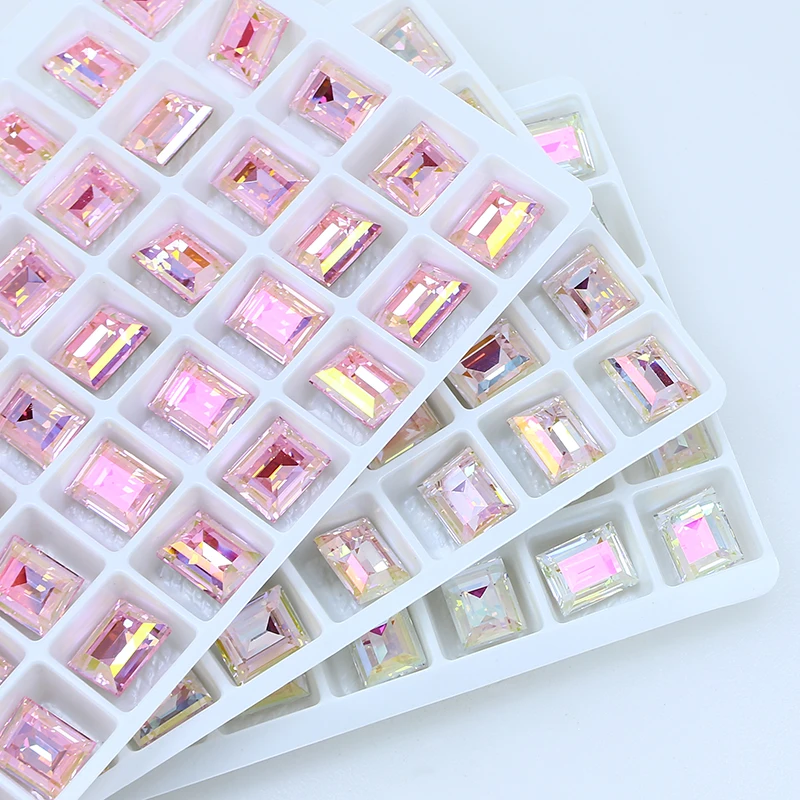 Rectangle Shape K9 Crystal Fancy Stone Pointback Stone Glitter Rhinestone For DIY Nail Art Decorations Jewelry Making