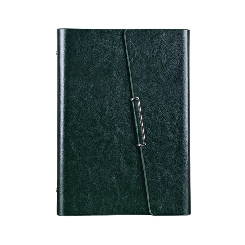 

Binder Notebook Loose-leaf Leather Notepad Wide Ruled Business Journal Refillable with Card Pockets Pen Slot Y3NC