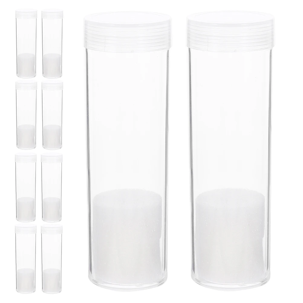 

20pcs Coin Storage Box Clear Tubes for Coin Collection Sponge Holders Transparent Lid Compact Cases for Collectors