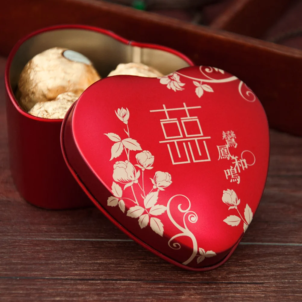 

8 Pcs Heart Shaped Tinplate Box Candy Boxes Wedding Favor Gift Small Biscuit for Flowers