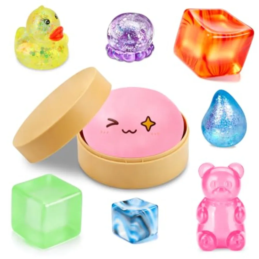 

8 Styles Squishy Blind Box, Random Stress Balls Fidget Toys Anxiety Relief 8 Styles Mystery Box Squishies, Random Cute Colorful
