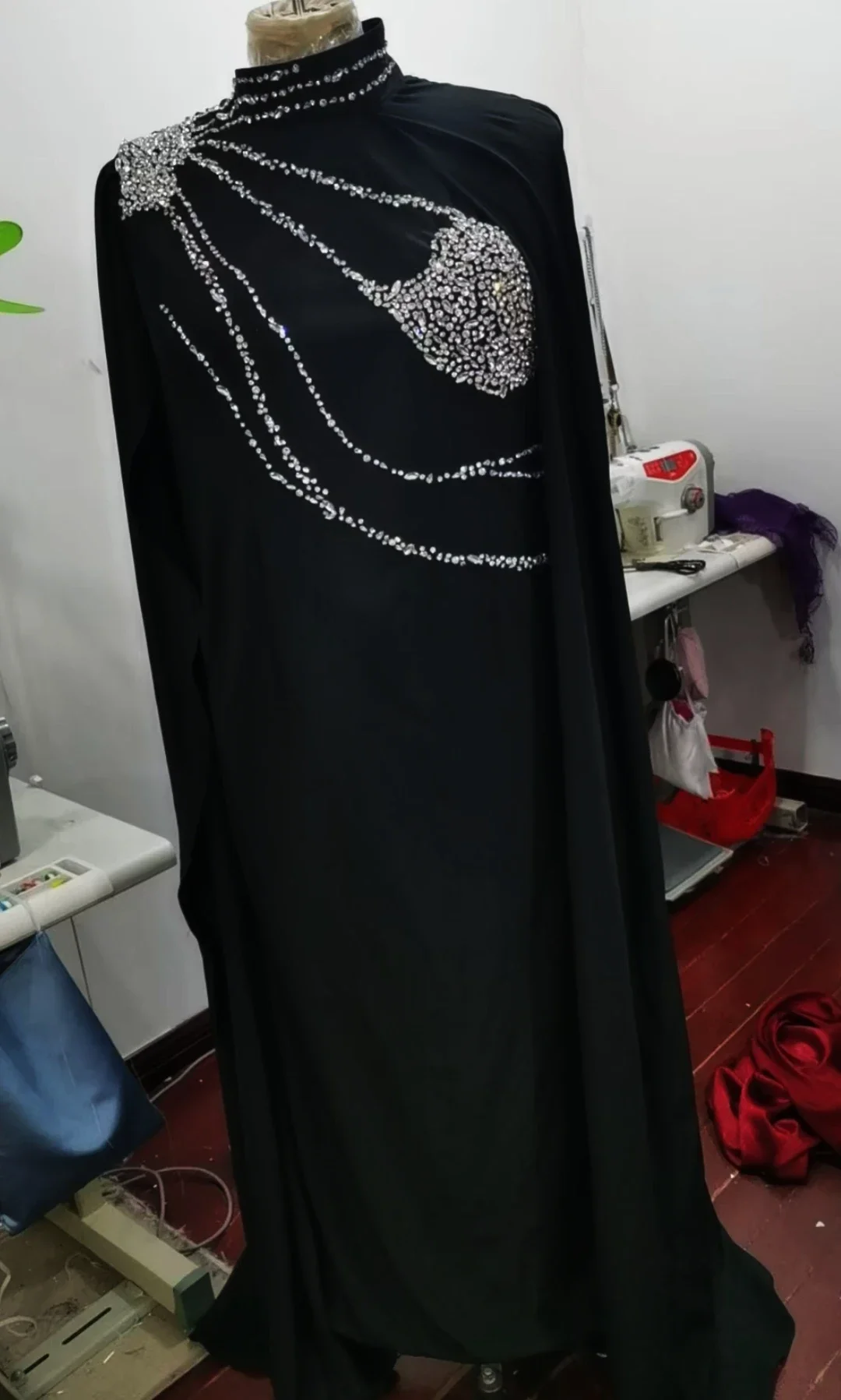 Oisslec Dress Elegant Vintage Sweet Beads Crystal Cape Classic Customize Formal Occasion Prom Dress Evening Party Gowns