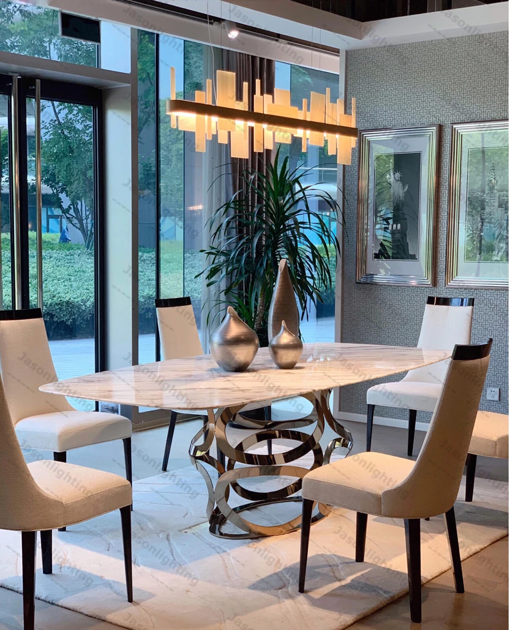 60-180CM Natural Marble Series Dimmable LED Chandelier