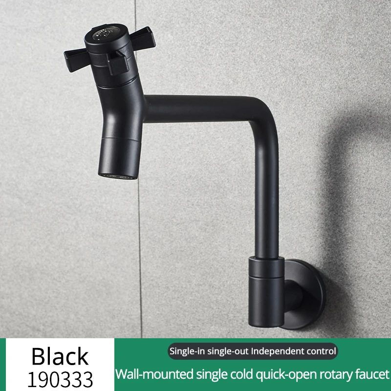 Black Wall Basin Sink Faucet Single Cold Bathroom Washbasin Water Mixer Faucet Hot Cold Water Basin Crane Faucet Kitchen Faucet