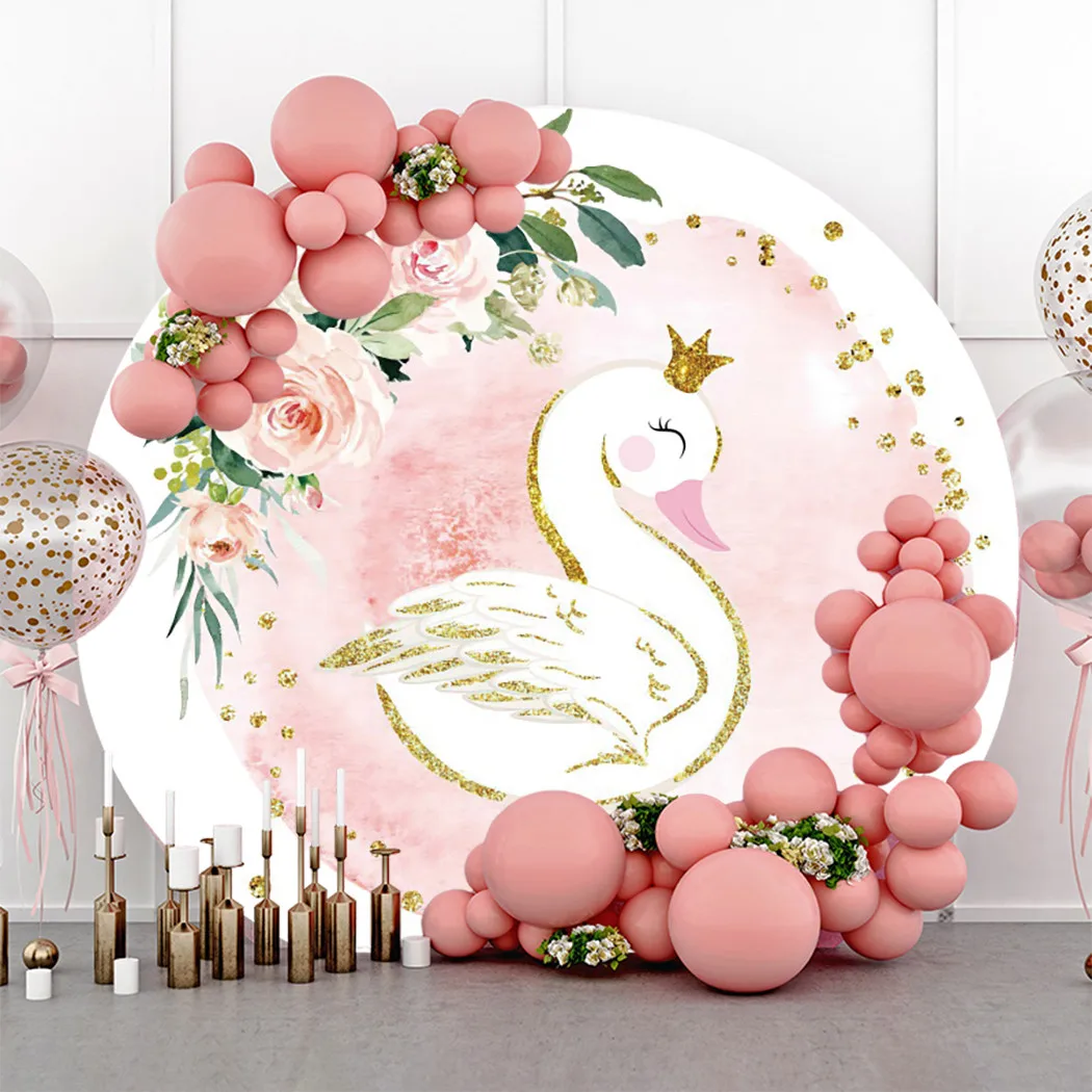 Baby Princess Birthday Round Backdrop Cover Swan Ballet Party Decor Photography Photographic Background Photocall Photo Studio