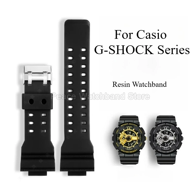 Pulseira de relógio de resina de alta qualidade, à prova d'água, preta, 16mm, para casio G-SHOCK ga140 ga710 ga110 ga300, pulseira com fivela especial