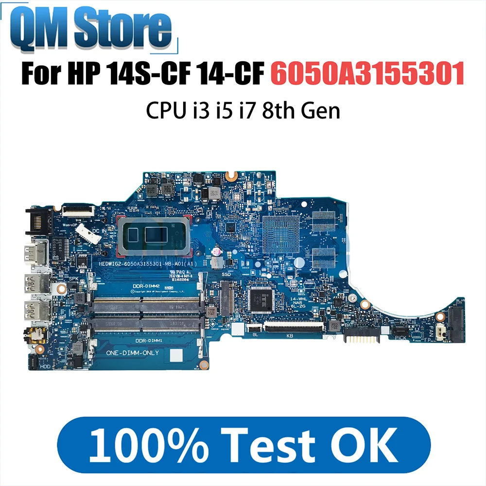 

Notebook Mainboard For HP Pavilion 14S-CF 14-CF L38212-601 Laptop Motherboard CPU I3 I5 I7 8th Gen 6050A3155301 Systemboard