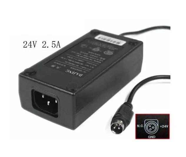 

Power Adapter, DJ-240250-SA, 24V 2.5A, 3-Pin Din, IEC C14