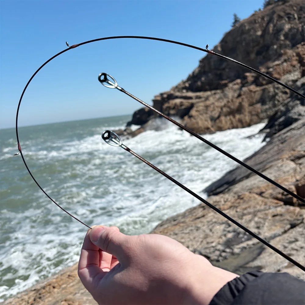 ROLLFISH Ultraleichte Forellenrute aus Kohlefaser, Casting- und Spinnrute mit Fuji-Ringen, Massiver Spitze und Holzgriff – Detail 6