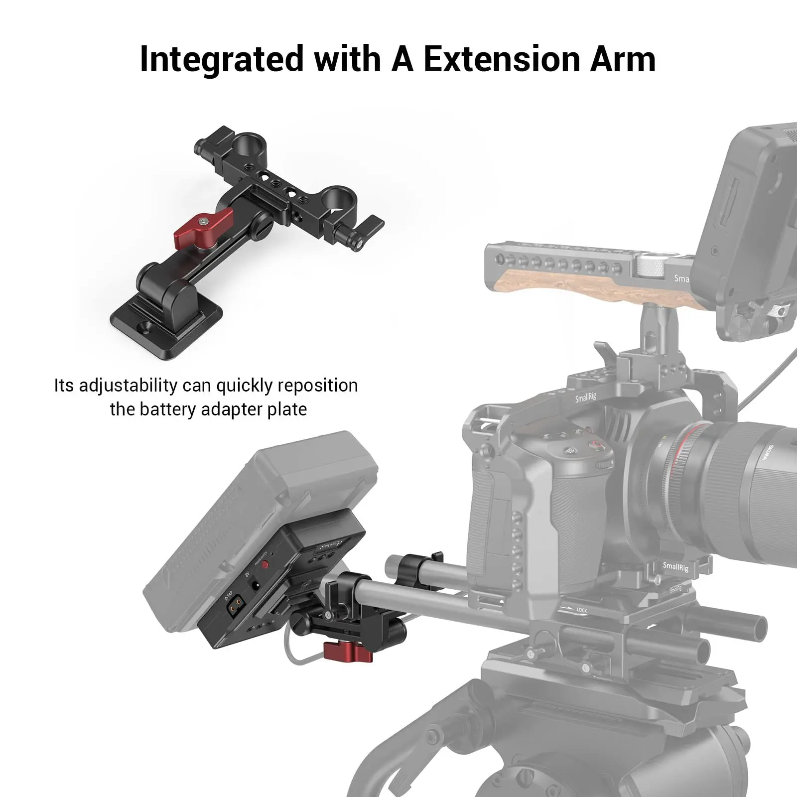 SmallRig V ตัวแปลงแบตเตอรี่แผ่น Extension Arm Power Supply Splitter สำหรับ Sony Canon อุปกรณ์เสริมกล้อง DSLR 3499