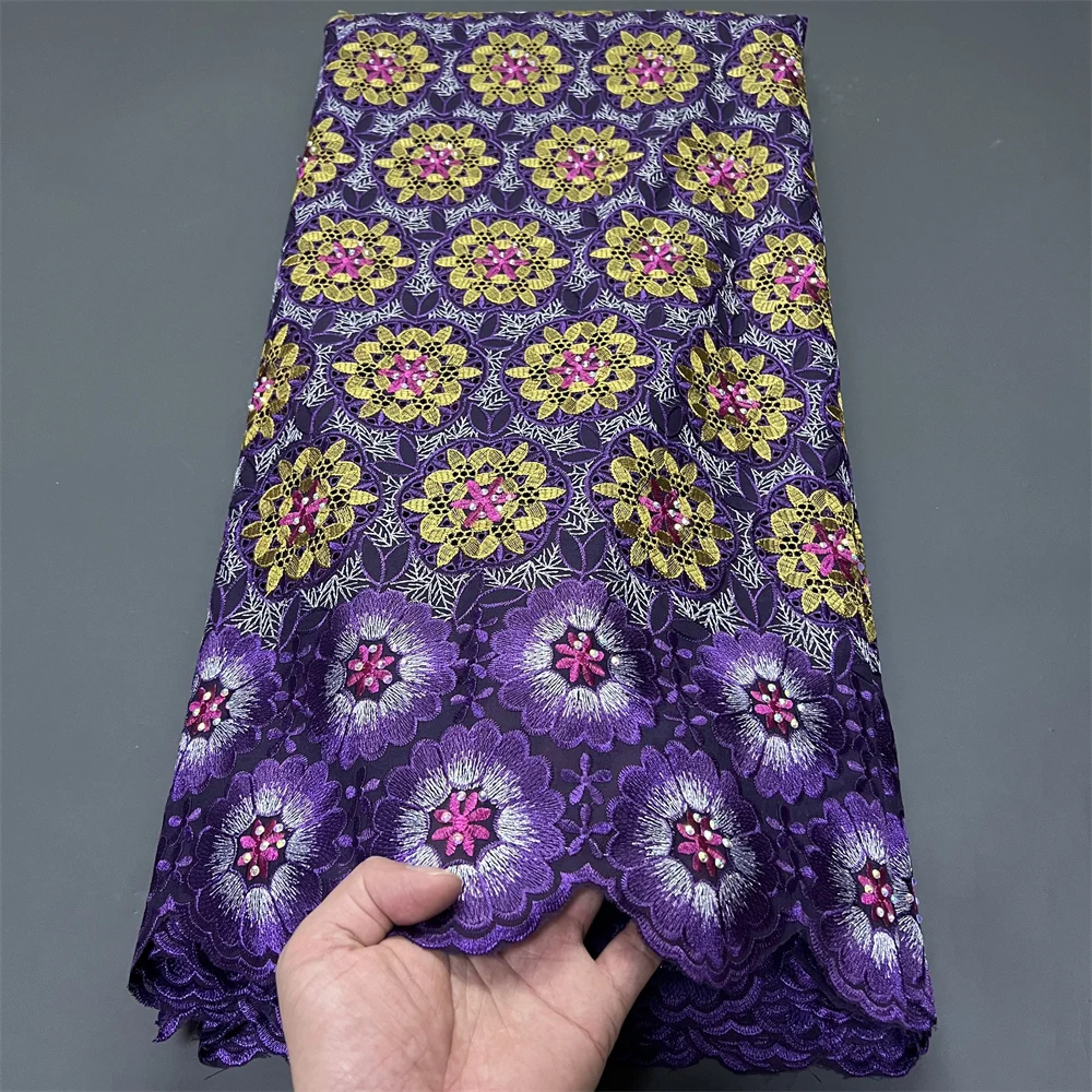 

Latest African Lace Fabric 2025 High Quality,Cotton Fabrics By The Meter,Embroidery,Rhinestone,Linen,Wedding Dress,Tulle,5 Yards